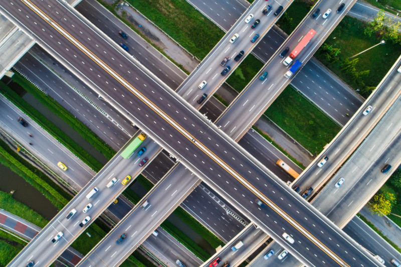 Highways with cars stapled over one another