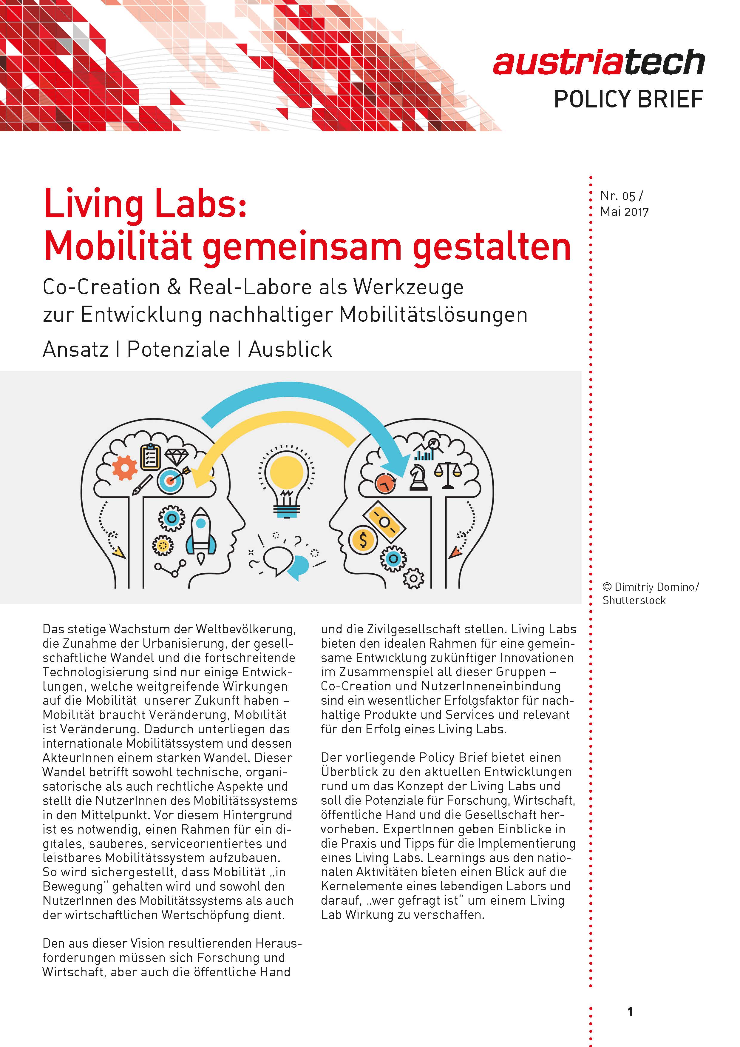 ATE PolicyBrief 052017 Living Labs Mobilitaet gemeinsam gestalten Seite 01